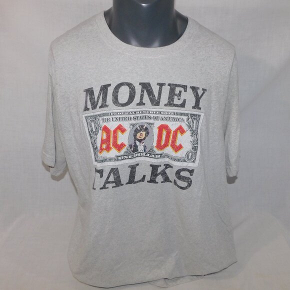 AC DC Monkey Talks Mens XL Short Sleeve Gray Graphic T Shirt - Picture 1 of 6